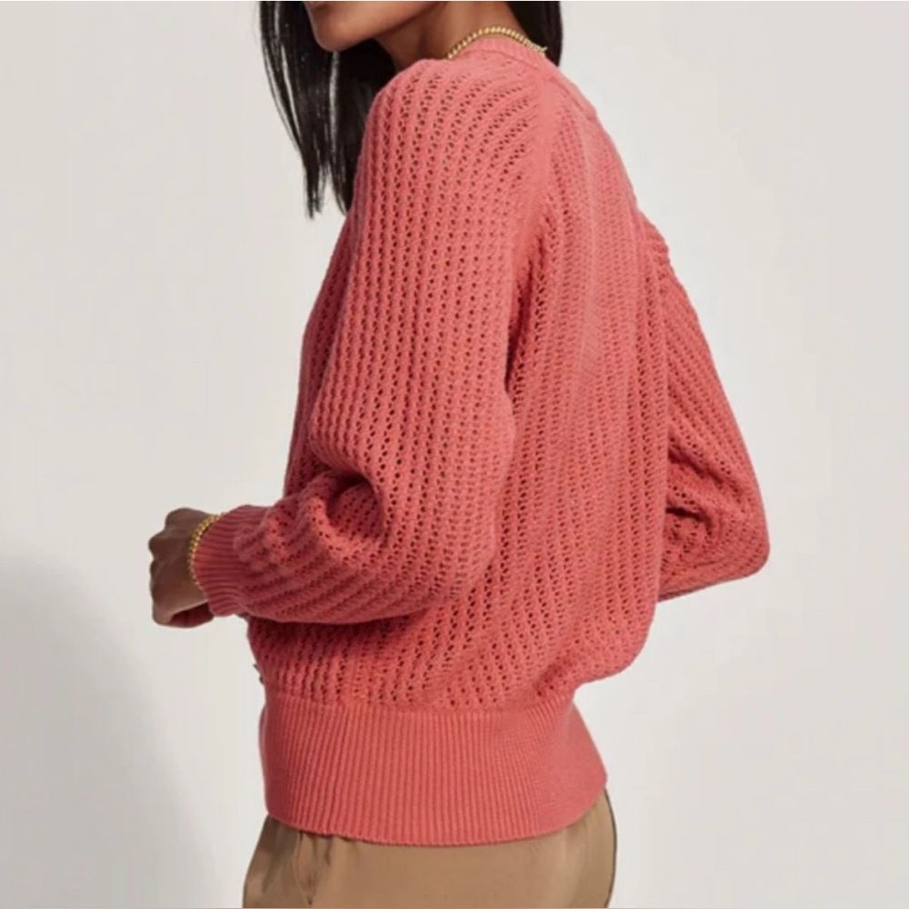 EUC [Varley] Ribbed Long-Sleeved Coral Pink Knit Crewneck Sweater Women’s Small - Picture 3 of 12